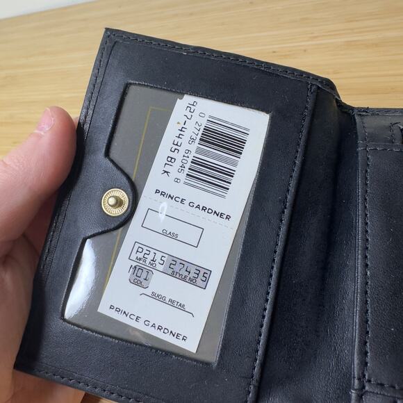 Vintage Laura Gayle Leather Wallet Black Wristlet Crossbody Deadstock NWT - Picture 8 of 10